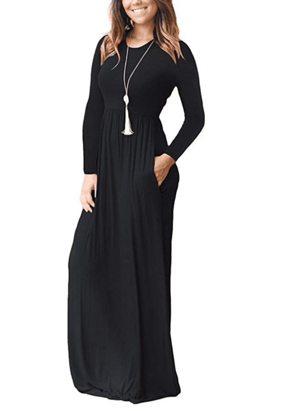 Viishow Women's Short Sleeve Loose Plain Maxi Dresses Casual Long Dresses  with Pockets - Walmart.com
